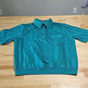 3 for $20 ⛳️ Tropi-Cool Teal Banded Waist Polo Shirt Large | Vintage Style 💎